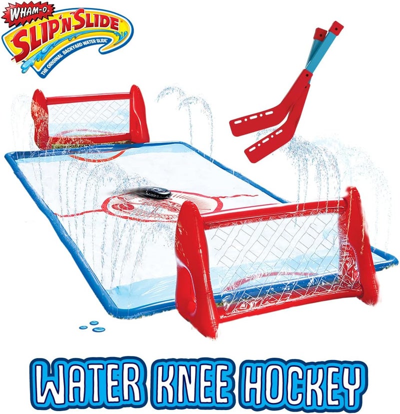 WHAM-O Slip N Slide Water Knee Hockey Goals Set for Lawn Backyard Includes 2 Inflatable Hockey Goals 2 Hockey Sticks 1 Inflatable Puck - Image 3
